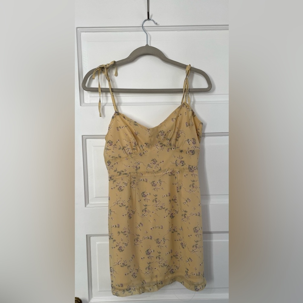 Yellow floral mini dress